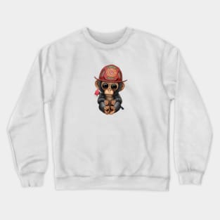 Cute Baby Chimp Firefighter Crewneck Sweatshirt